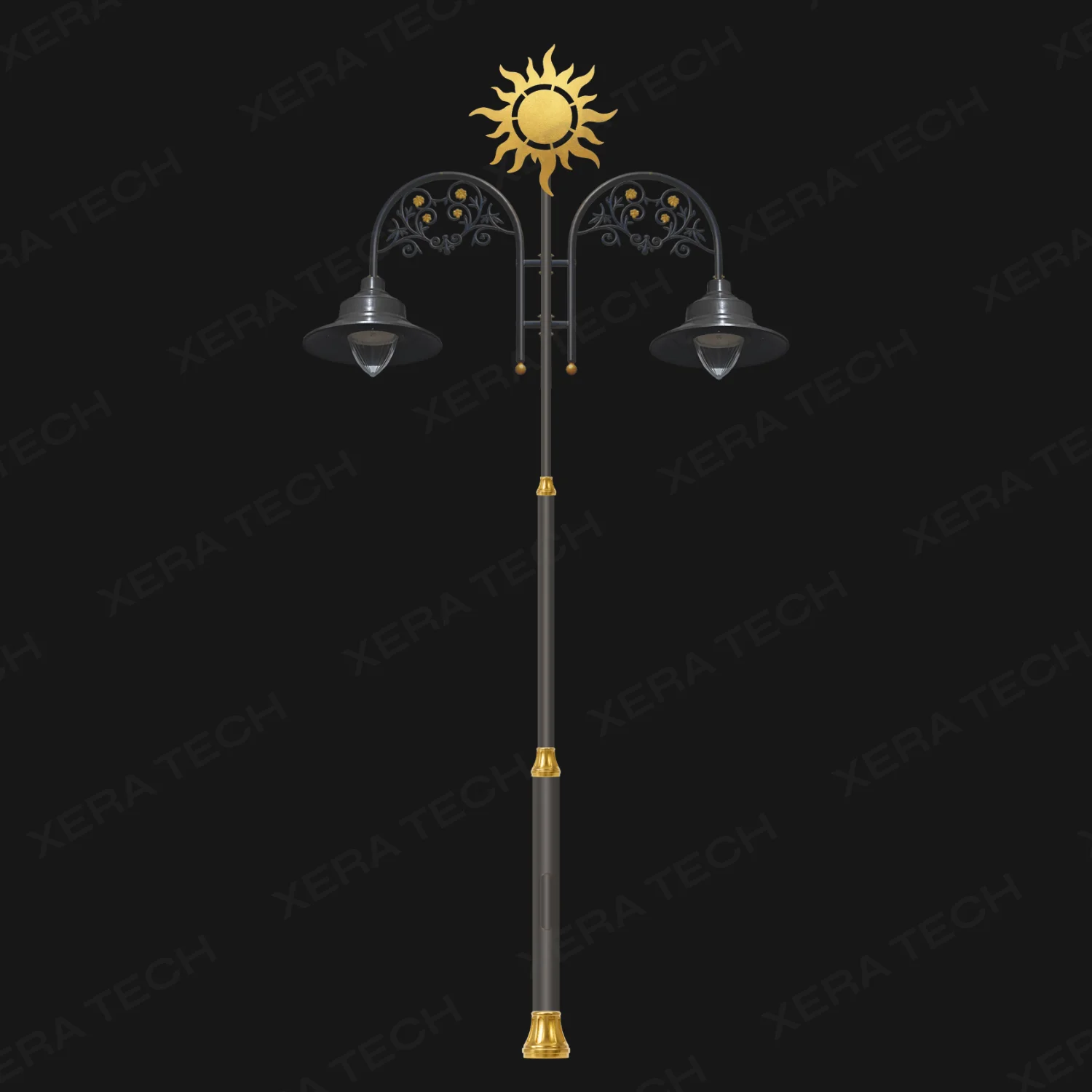 Sun Theme Double Arm Decorative Street Light Pole - Decorative Street Light - India
